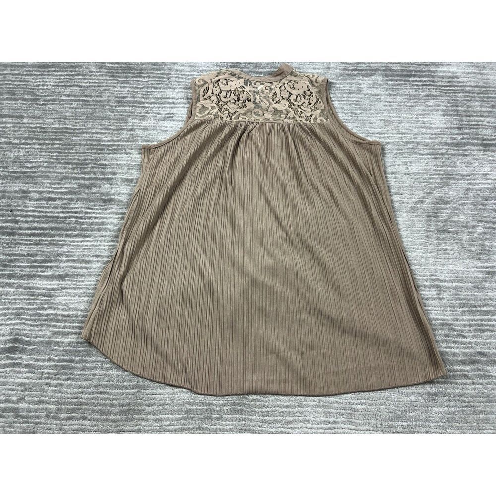 French Laundry Top Womens Large‎ Brown Sleeveless Button Up Lace Polyester - Picture 6 of 10
